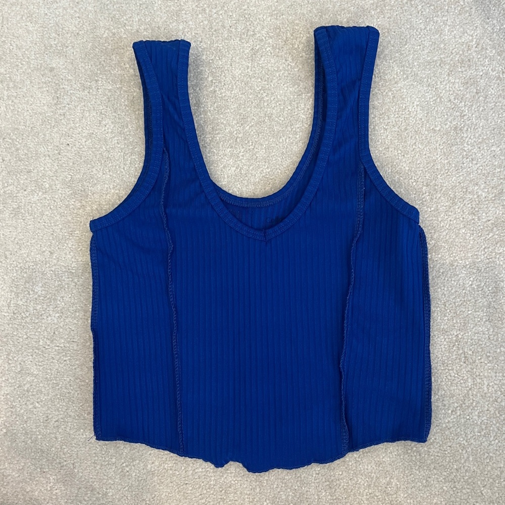 Five dancewear Women's Blue Ribbed Tank Top